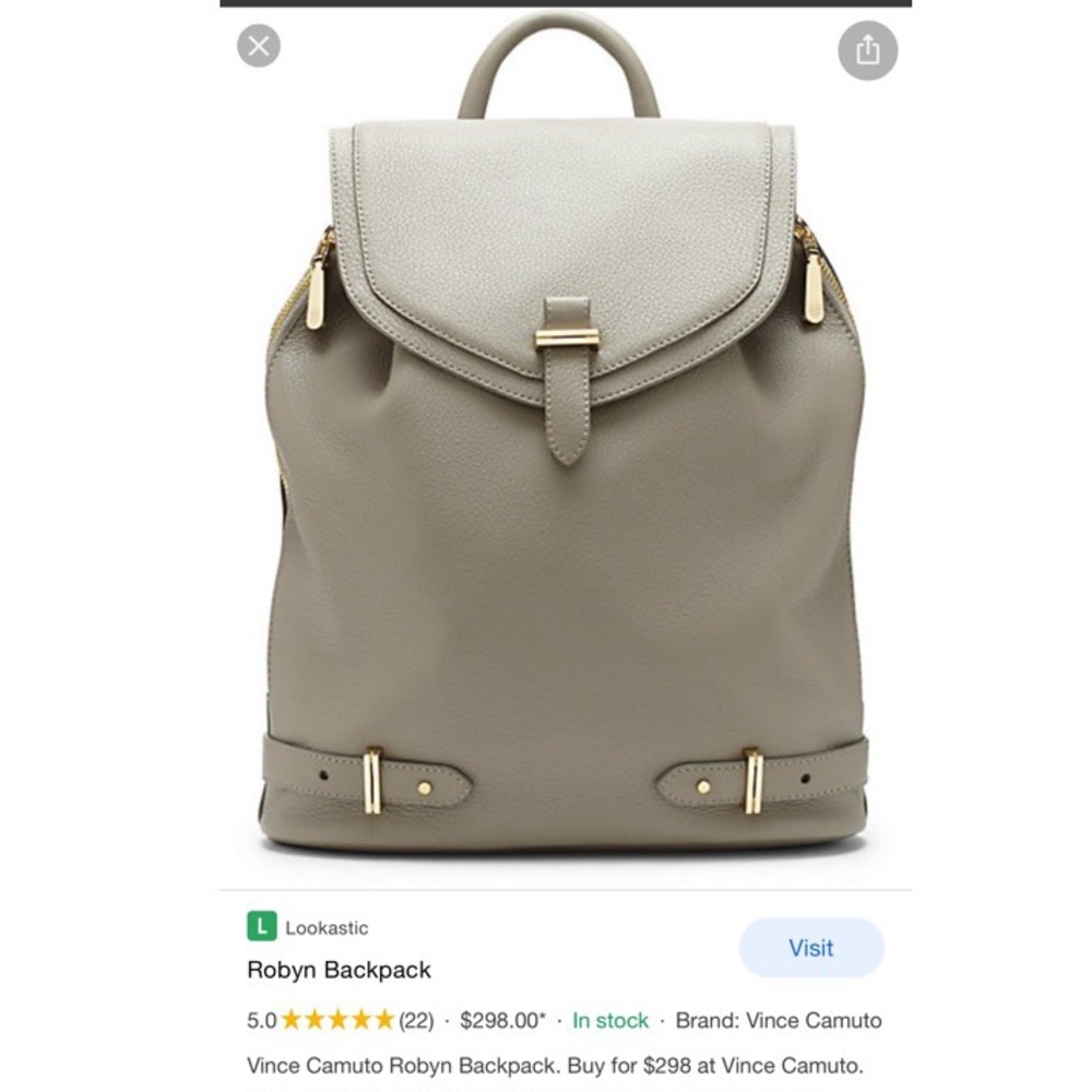 Leather backpack with gold accents